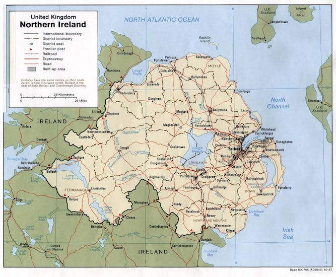 Map of Northern Ireland, 1987.