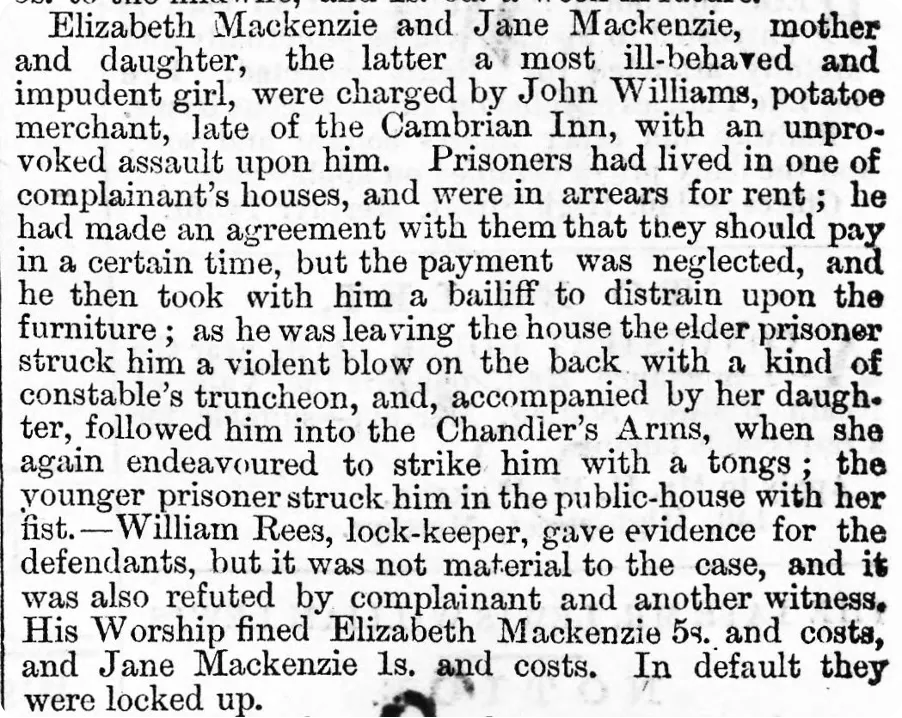 Newspaper article from Merthyr Tydfil