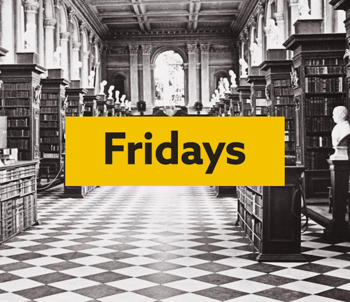 Findmypast Fridays logo with a university library in the background