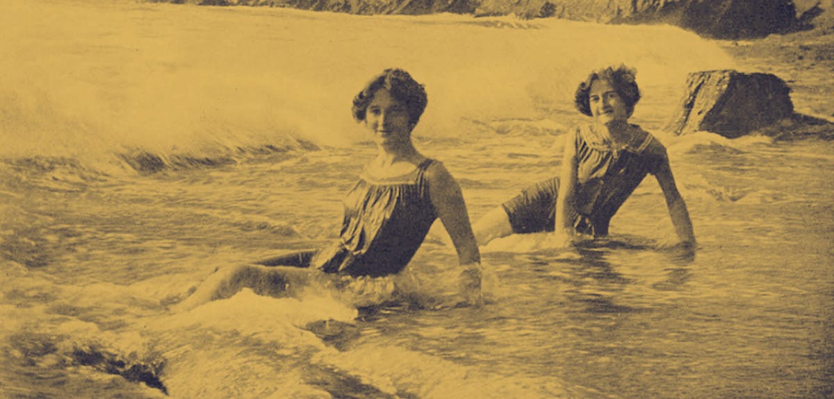 Vintage photo of women on holiday at the seaside