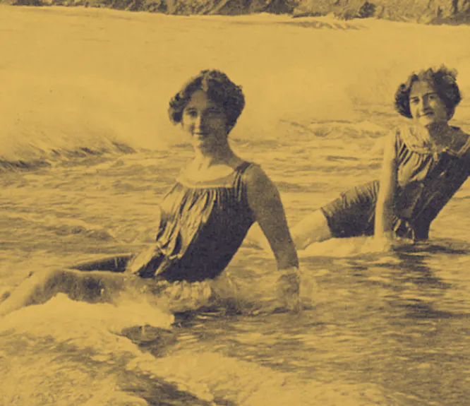 Vintage photo of women on holiday at the seaside