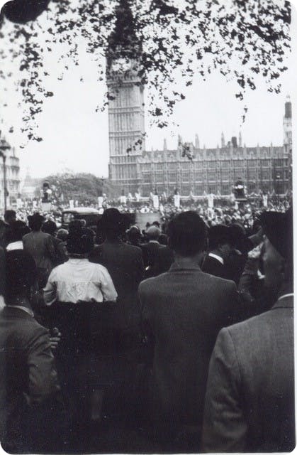 Big Ben on VE Day, 1945.