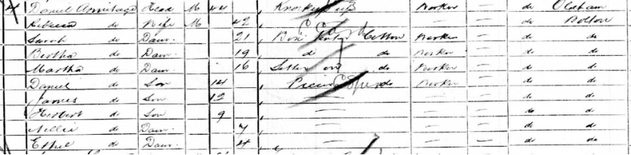The Armitage family in the 1901 Census.