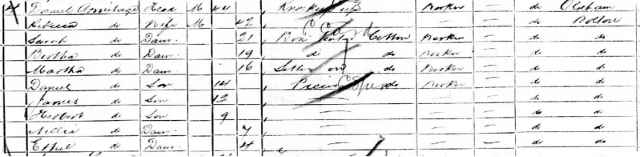 The Armitage family in the 1901 Census.