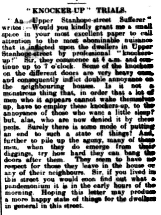 Newspaper article about knocker ups