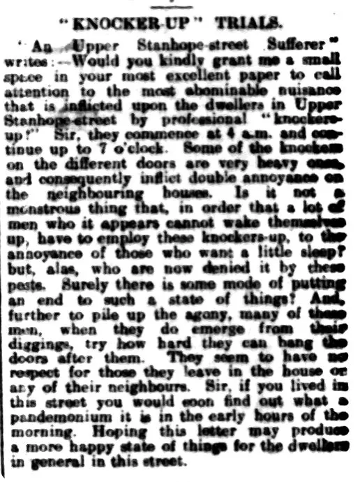 Newspaper article about knocker ups