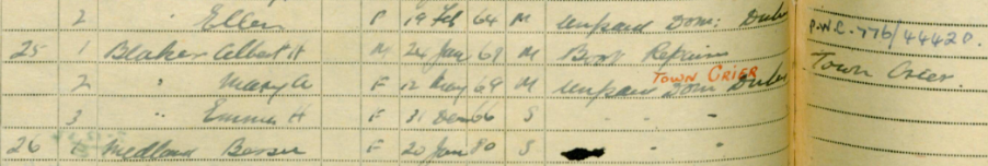 snippet from 1939 register