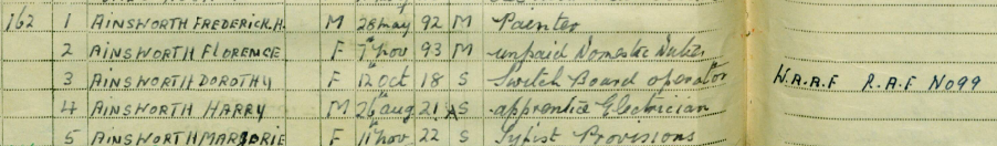 snippet from 1939 register