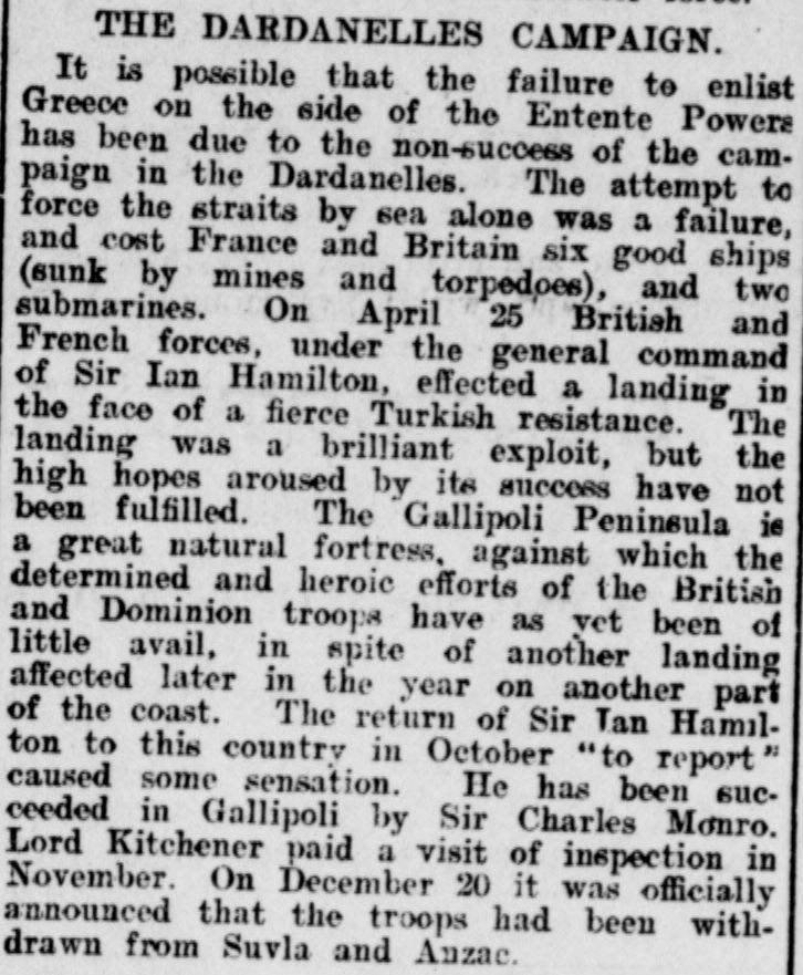 North Star and Farmers’ Chronicle, 6 January 1916. 