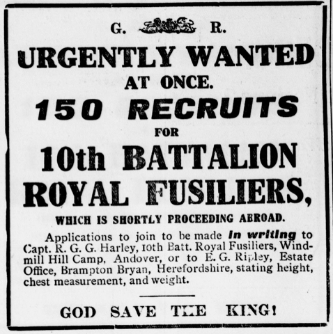 A newspaper advert from May 1915