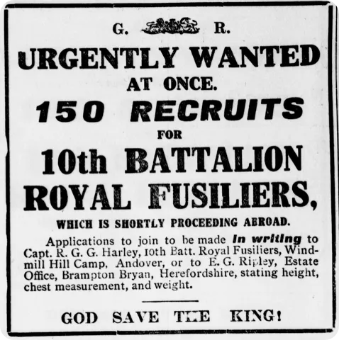 A newspaper advert from May 1915