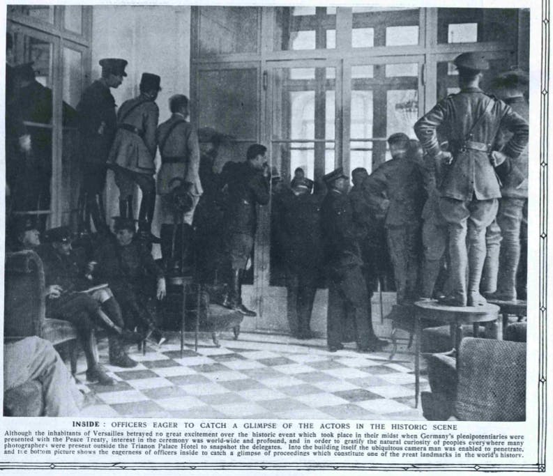 A photo of the negotiations printed in the Graphic, May 1919