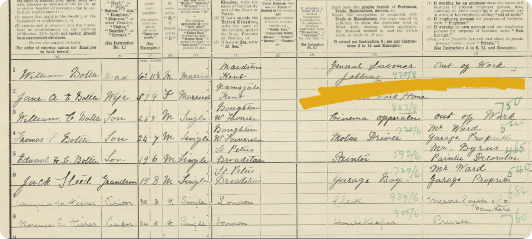 William in the 1921 Census