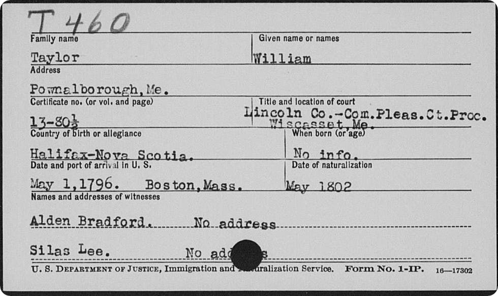 The information included on our New England Naturalizations can prove invaluable