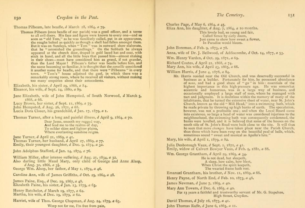 A page from the new Croydon burials.