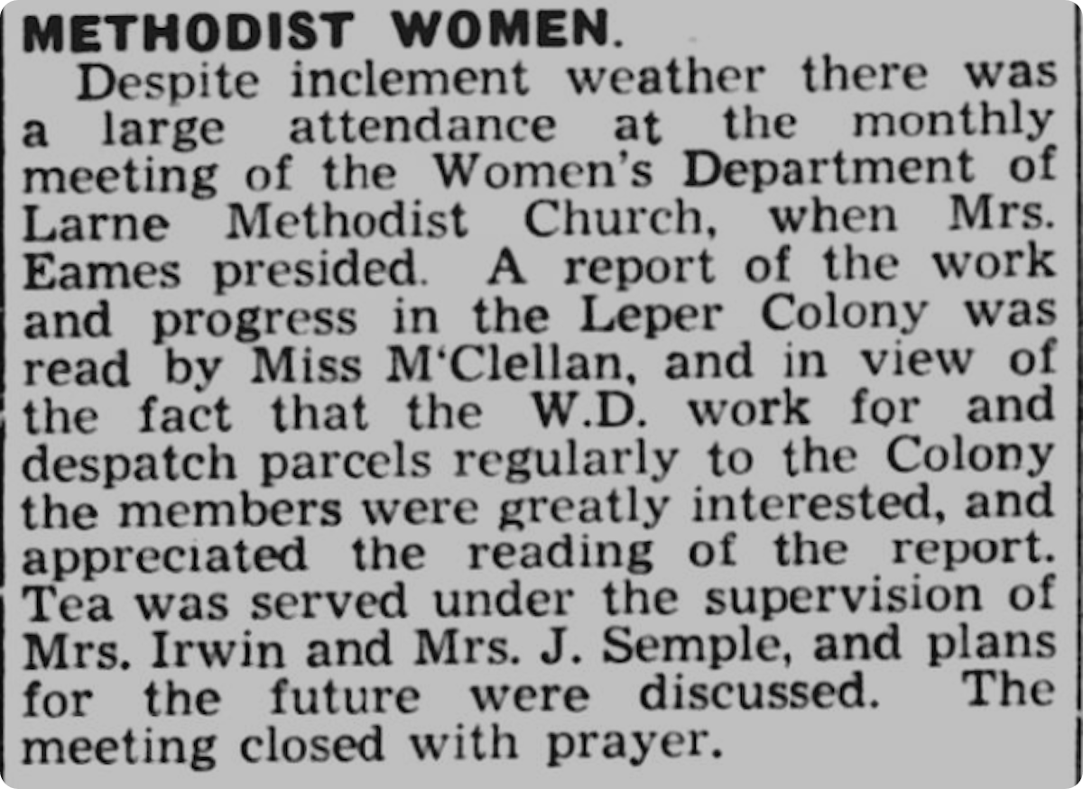 Methodist women in old newspapers