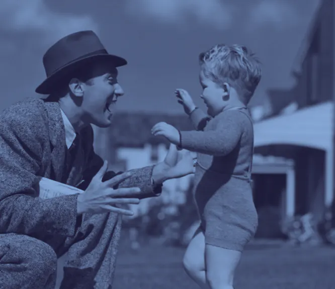 vintage photo of a father and young son