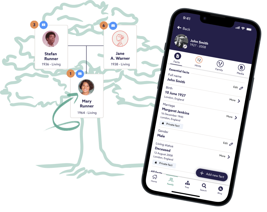 Building your family tree on the Findmypast app