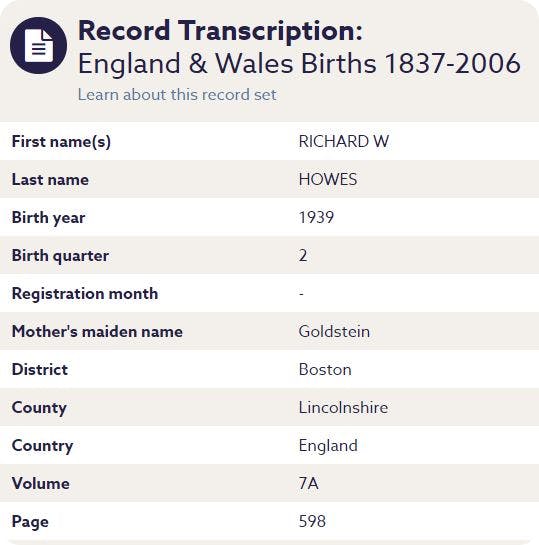 Findmypast birth record 1939