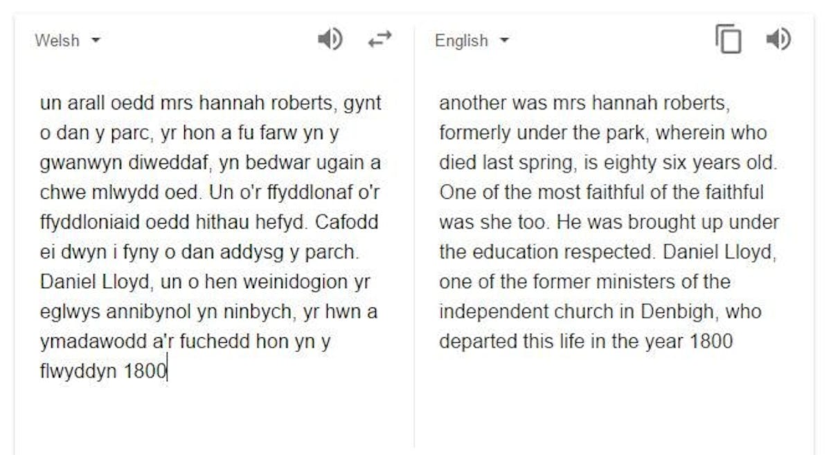 Google translate Welsh