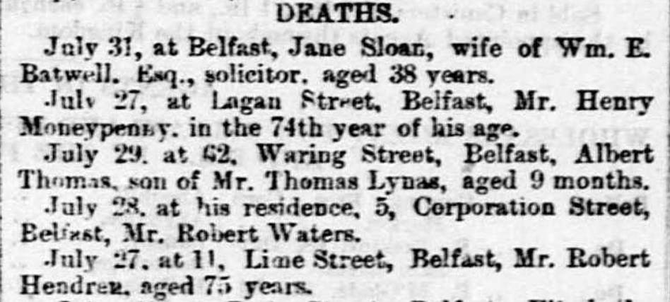 A snippet from our Irish death notices