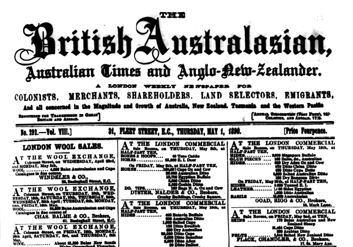 The British Australasian title page, 1890.