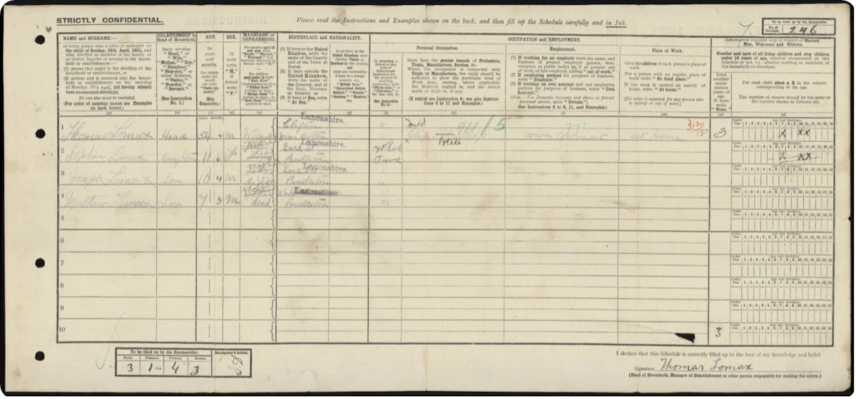 Kieran Trippier’s great-grandfather on the 1921 Census.