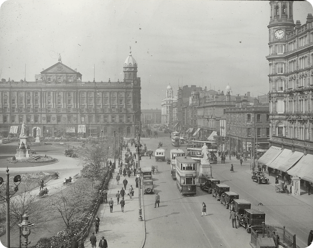 Donegall Square, Belfast. Photo taken between 1920 and 1936.