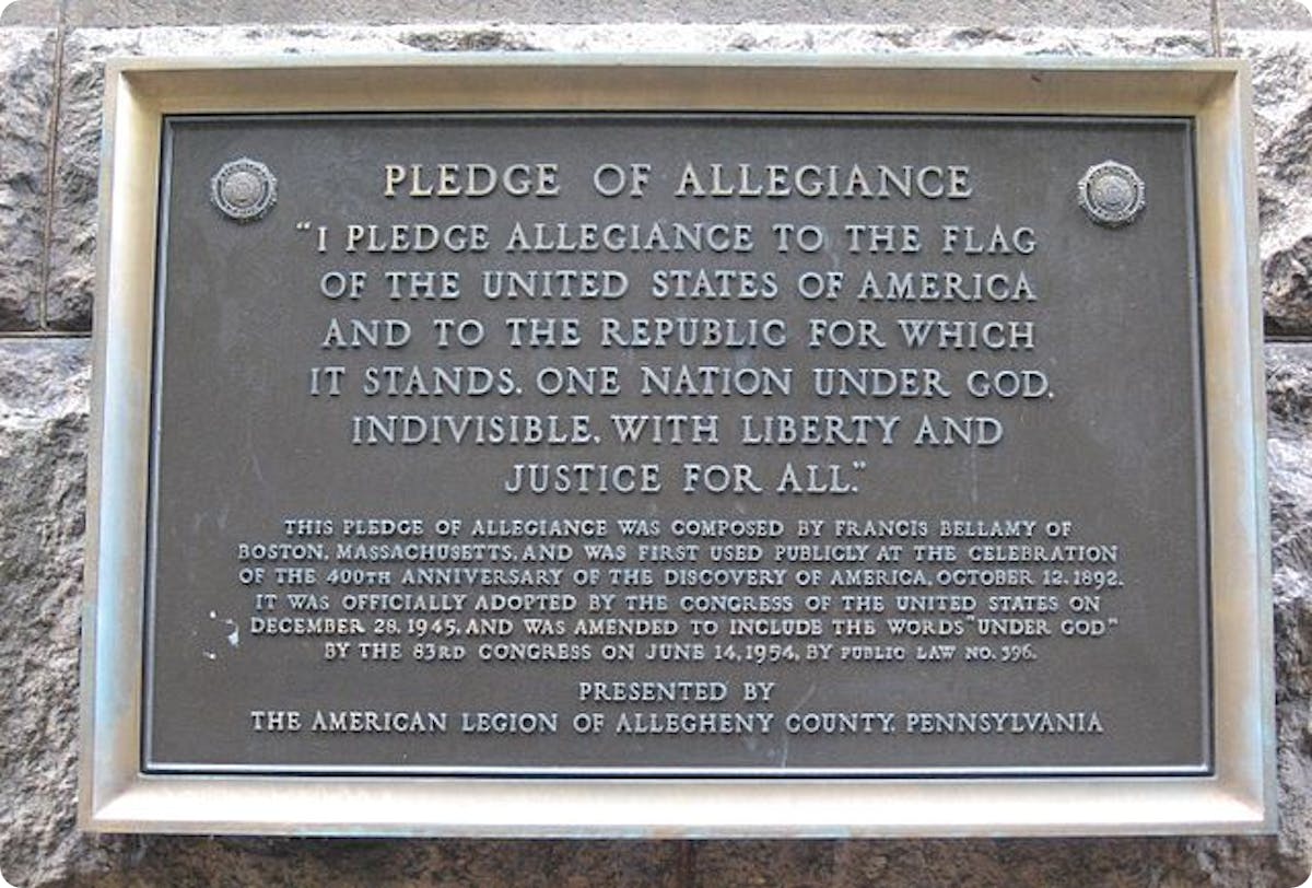 A Pledge of Allegiance marker in Pittsburgh, Pennsylvania. 