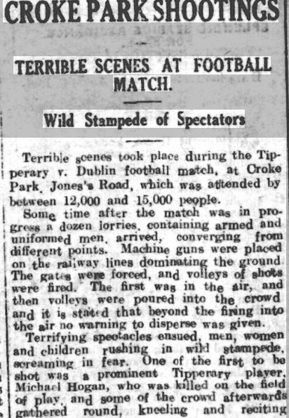 Bloody Sunday newspaper reports, 1921