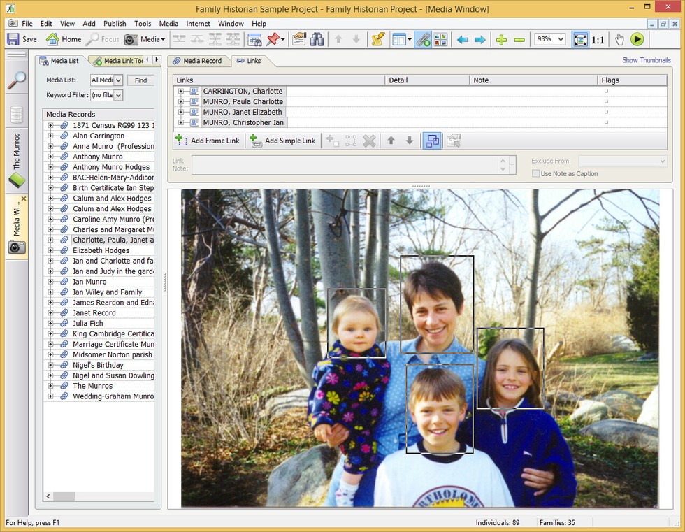 Family Historian family tree programme.