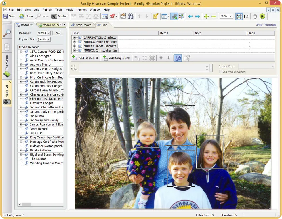 Family Historian family tree programme.