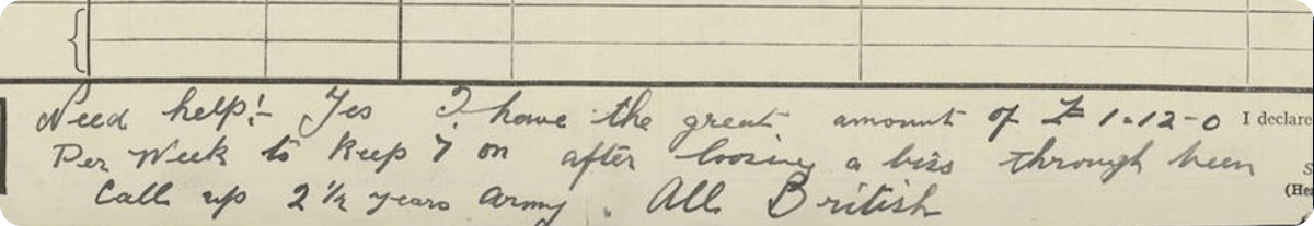 A cry for help on a 1921 Census record.