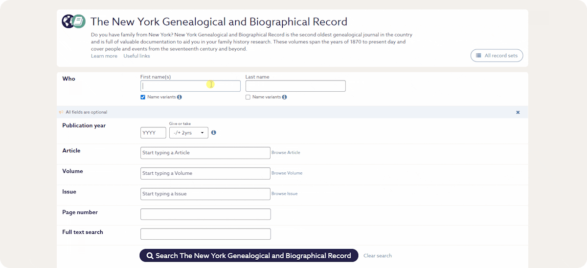 The NYG&B Record on Findmypast