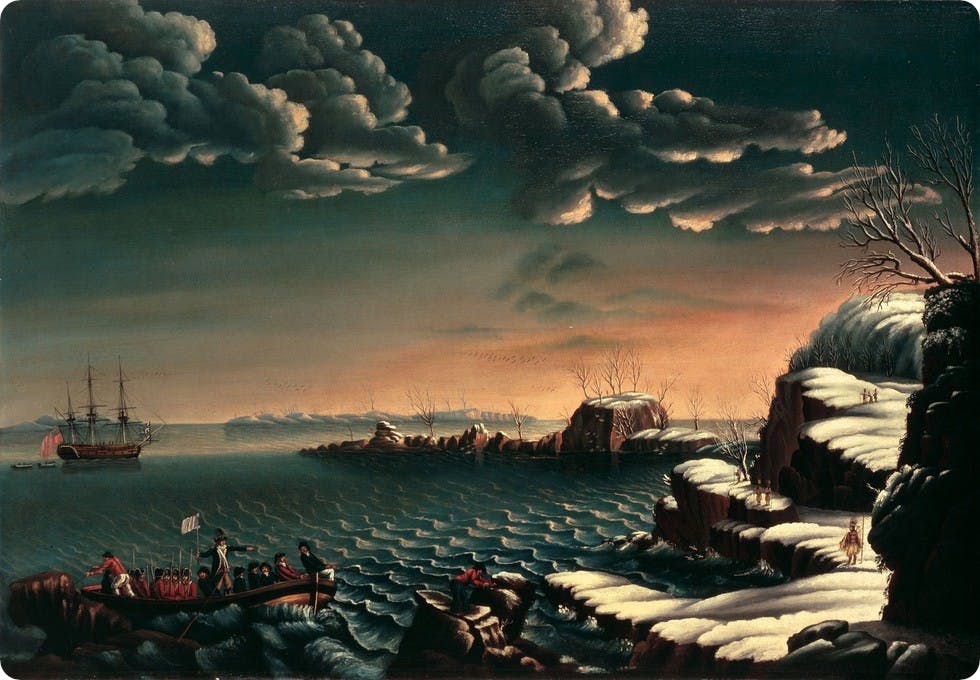 Landing of the Pilgrims by Michele Felice Corne, 1805. 