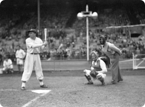 Canada vs USA, baseball game, Wembley Stadium, England, 1942