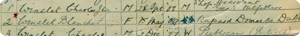 The Winslet family in the 1939 Register