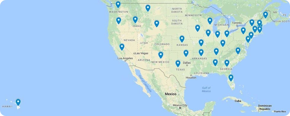 US states that we hold exclusive marriage records for