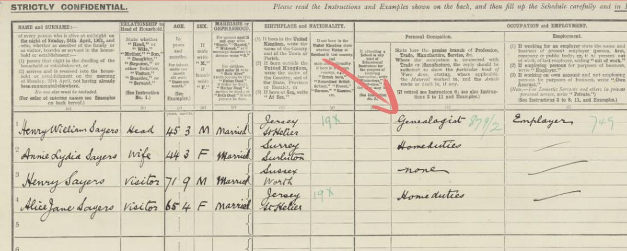 Henry's 1921 census record