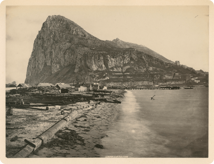 Gibraltar's coastline, from DeGolyer Library, Southern Methodist University, circa 1870.