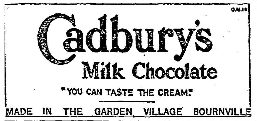 cadbury's advert 1922