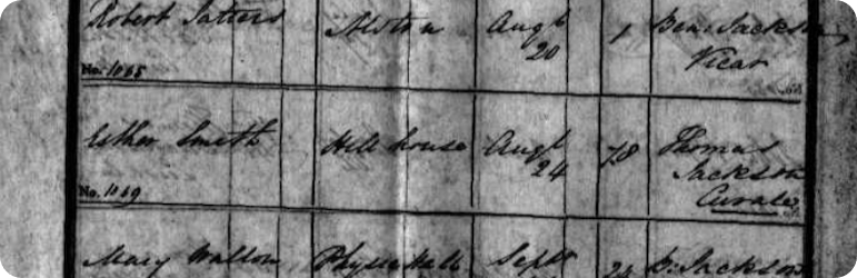 Esther Smith's burial record.