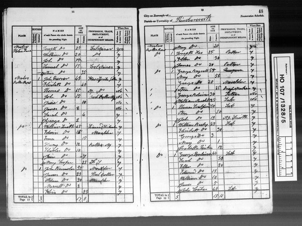 Original image from the 1841 England, Wales, and Scotland Census