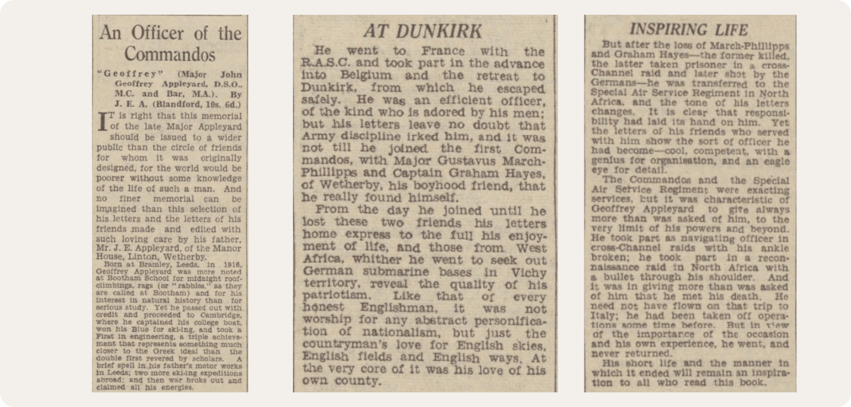 A tribute to Geoffrey, published some years after his death in the Yorkshire Post and Leeds Intelligencer, 21 April 1947.