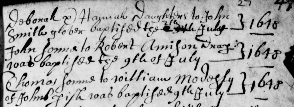 Like these handwritten baptism records from over 350 years ago