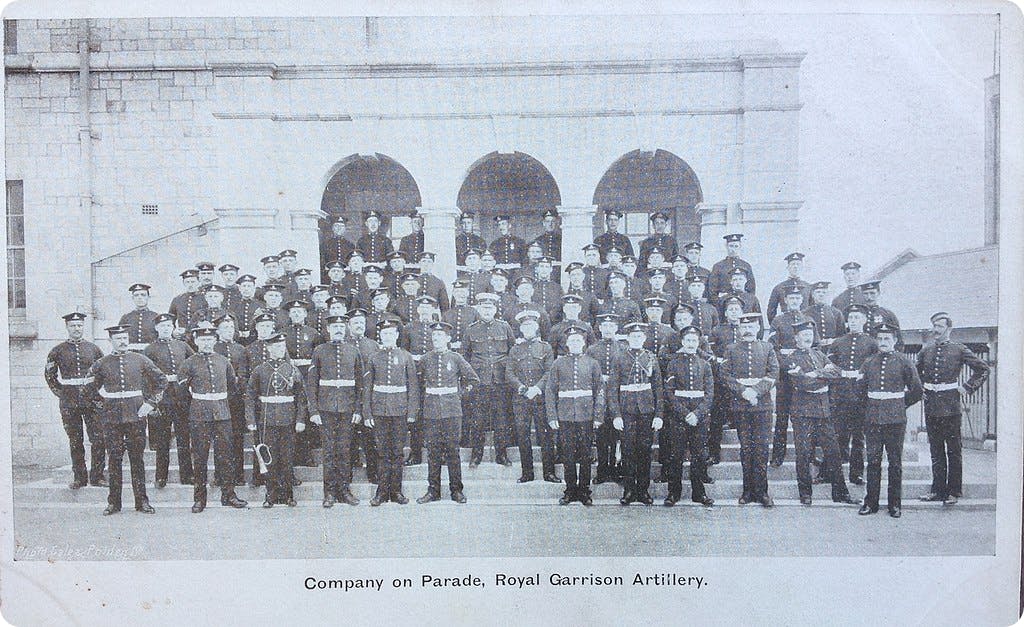 The Royal Garrison Artillery, Plymouth, circa 1905.