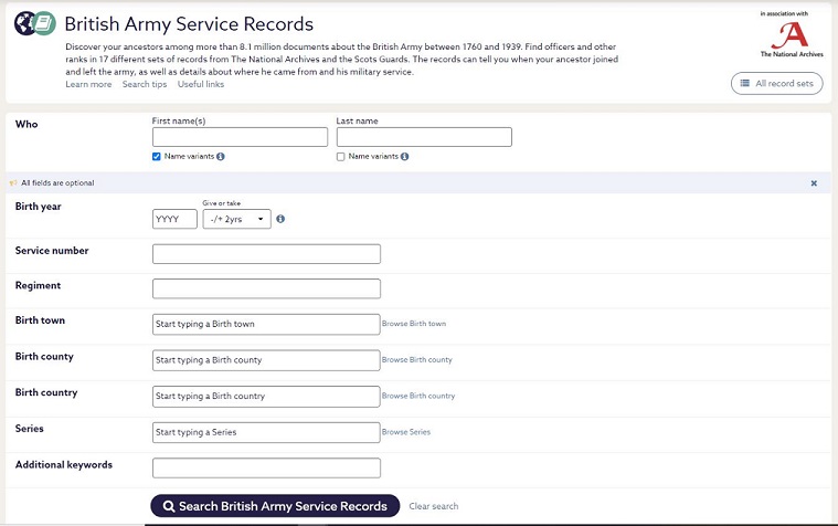 Findmypast army records