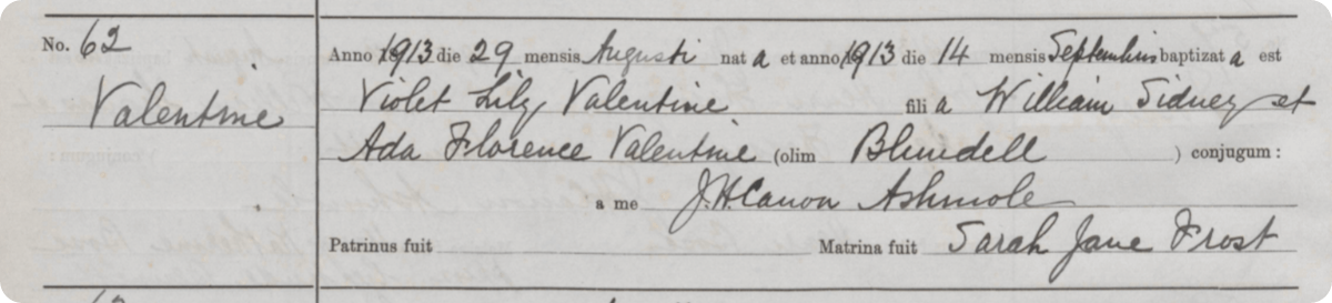 Baptism record 1913