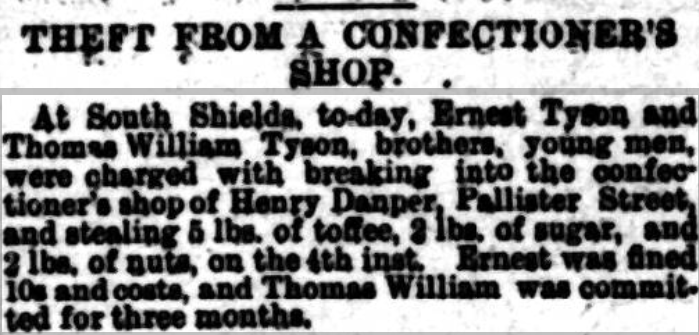 Court sessions will often include full names. Shields Daily News, 1910.