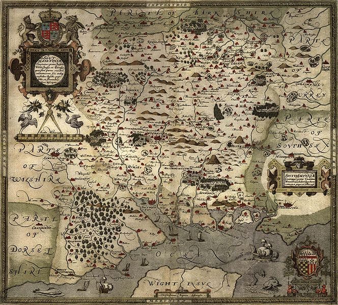 Old map of Hampshire